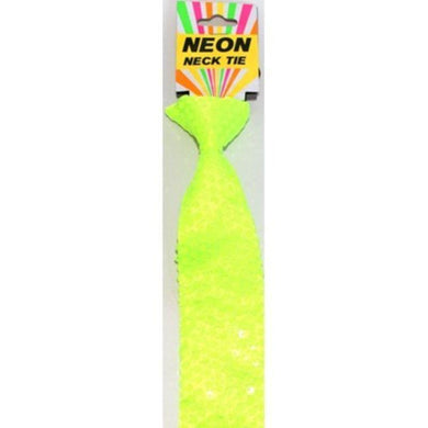 Neon Yellow Sequin Tie - The Base Warehouse