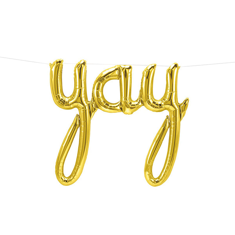 Gold Yay Foil Balloon with Ribbon - 86cm x 66cm