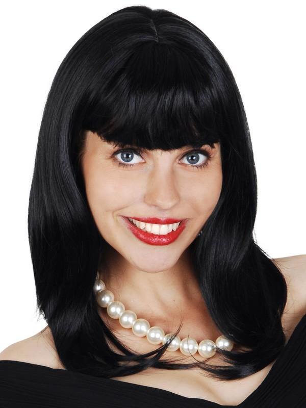Norah Long Black Wig with Fringe - The Base Warehouse
