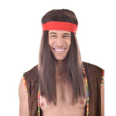Brown Hippie Man Wig - The Base Warehouse