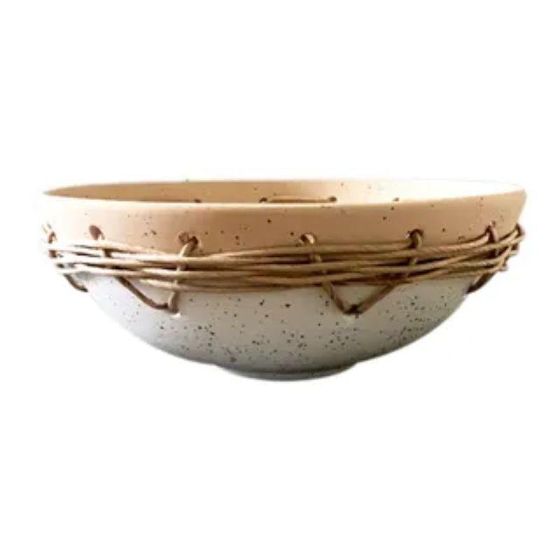 Natural Zula Ceramic Twine Trim Bowl - 29cm x 11cm - The Base Warehouse
