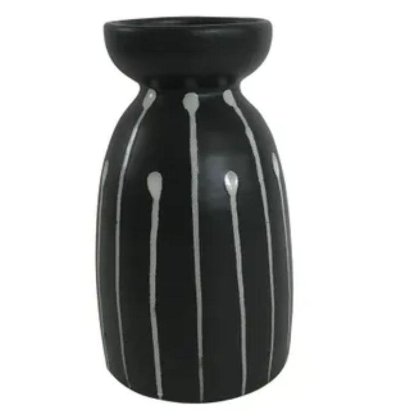 Loba Black / White Ceramic Vase - 11cm x 20cm - The Base Warehouse