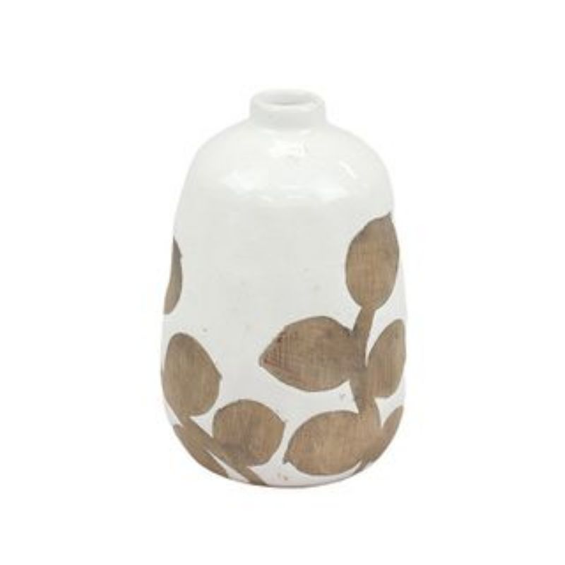 White / Terracotta Natura Ceramic Pot - 11cm x 9cm