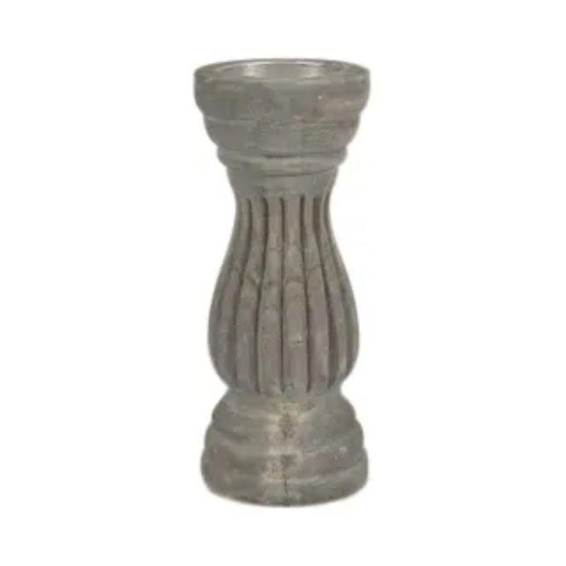 Grey Wash Wylie Wooden Candle Holder - 12cm x 29cm - The Base Warehouse