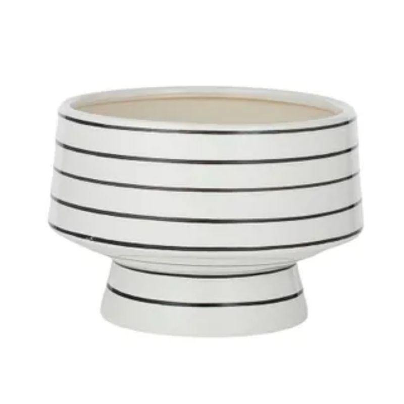 White/Black Mono Ceramic Bowl - 24cm x 17cm - The Base Warehouse