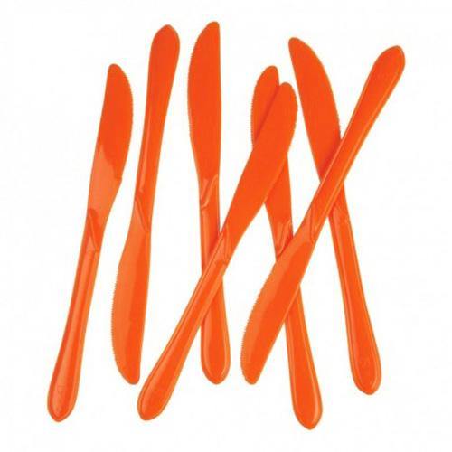 25 Pack Orange Plastic Knives - The Base Warehouse