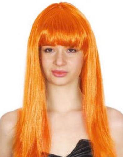 Orange Lady Long Straight Wig with Fringe