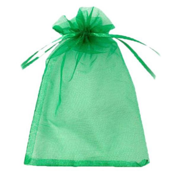 10 Pack Green Organza Bag - 10cm x 14cm