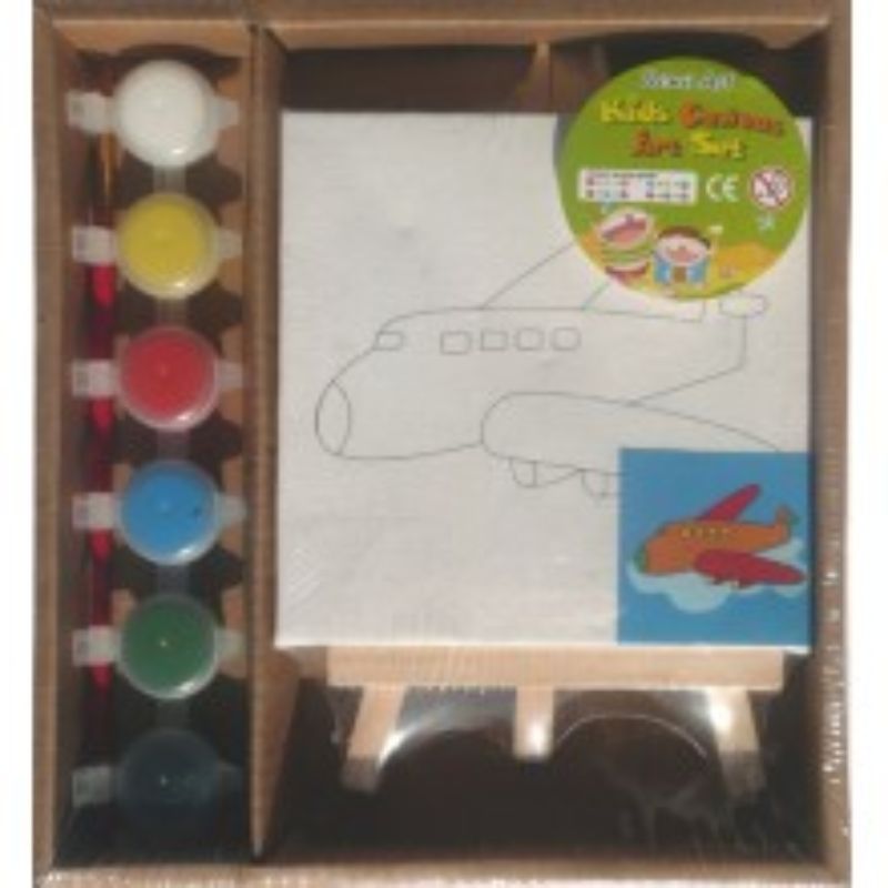 Mini Canvas DIY Set - 11cm x 11cm with Easel, Brush and Colours
