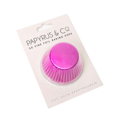 50 Pack Hot Pink Foil Baking Cups - 5cm - The Base Warehouse