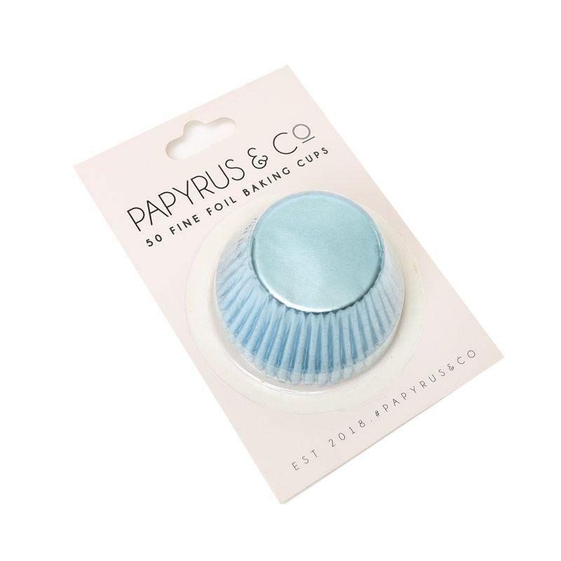 50 Pack Pastel Blue Foil Baking Cups - 50mm - The Base Warehouse
