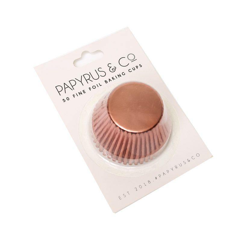 50 Pack Rose Gold Foil Baking Cups - 50mm - The Base Warehouse