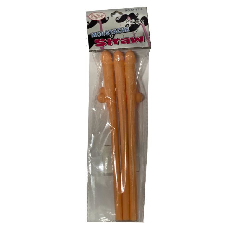 3 Pack Large Penis Straws - 20cm
