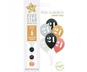 6 Pack 21st Mixed Birthday Latex Balloons - 30cm - The Base Warehouse