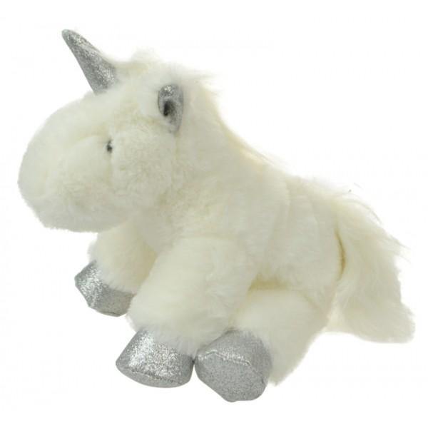 White And Silver Plush Sitting Unicorn - The Base Warehouse