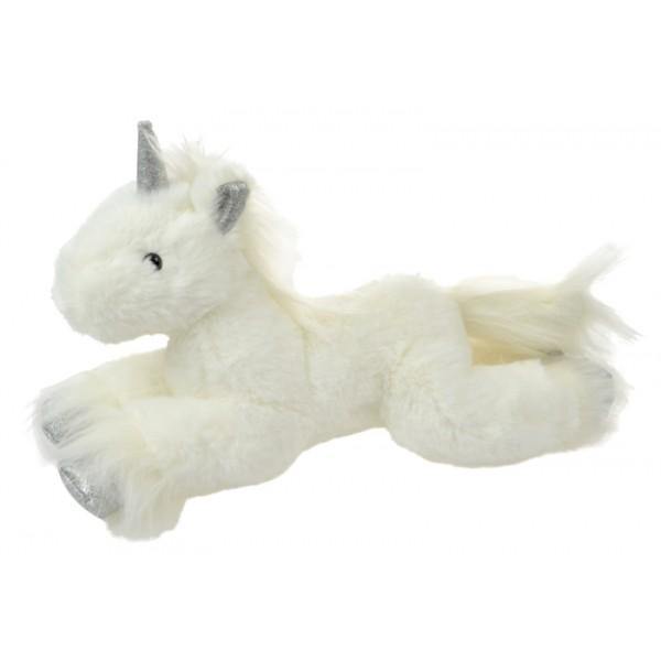 White And Silver Plush Laying Unicorn - The Base Warehouse