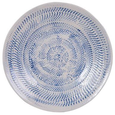Large Blue Embossed Ceramic Platter - The Base Warehouse