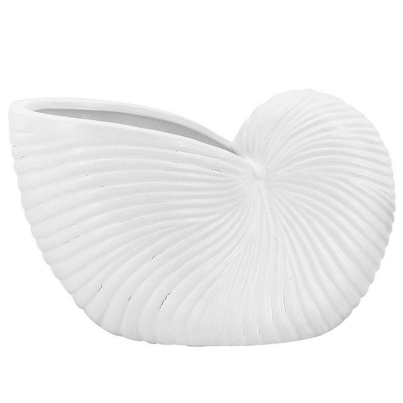 White Seashell Planter - 26cm x 15cm x 16cm - The Base Warehouse