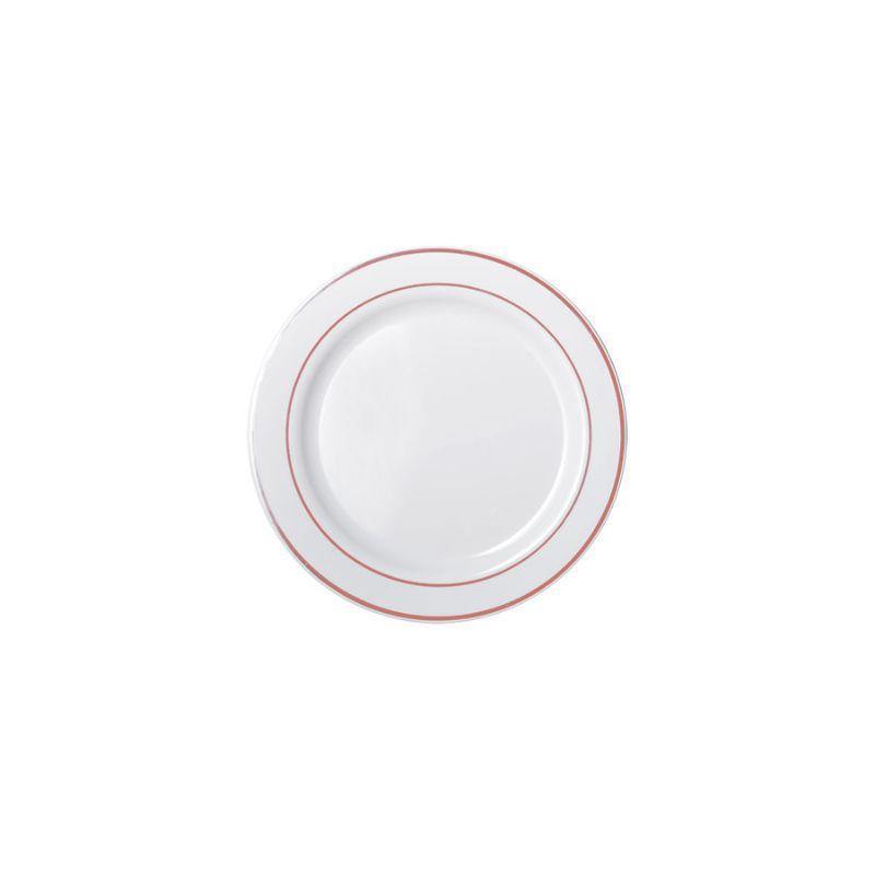 6 Pack Deluxe White Lunch Plates with Rose Gold Lining - 19cm - The Base Warehouse