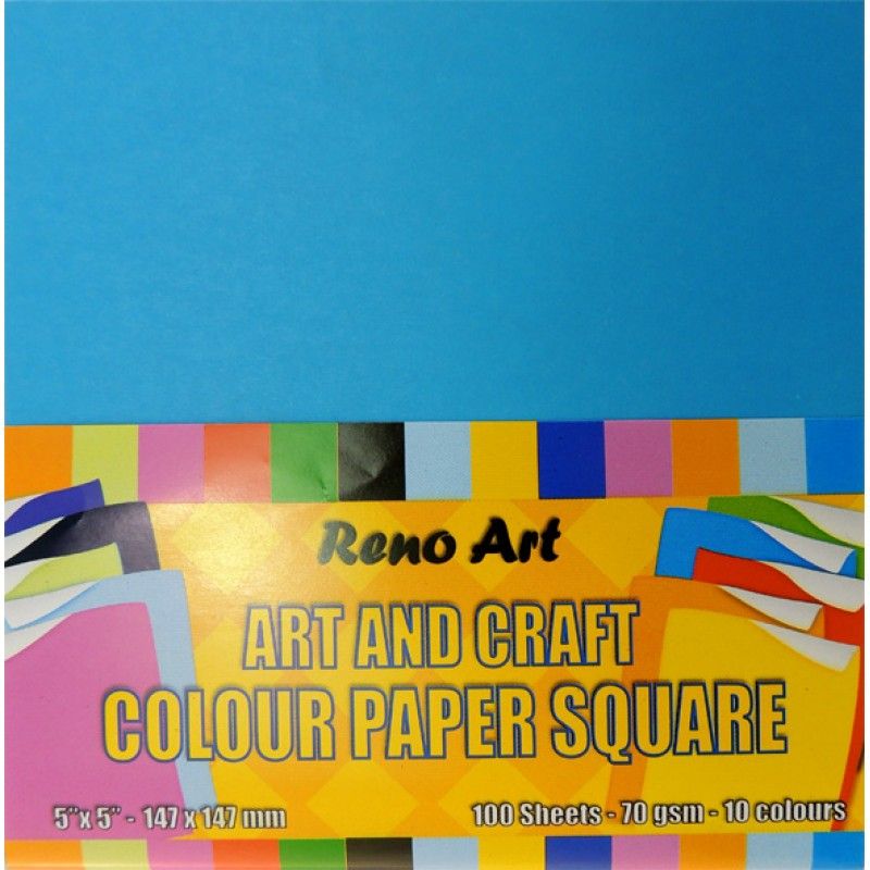 100 Sheets Assorted Colour Square Papers - 13cm - The Base Warehouse