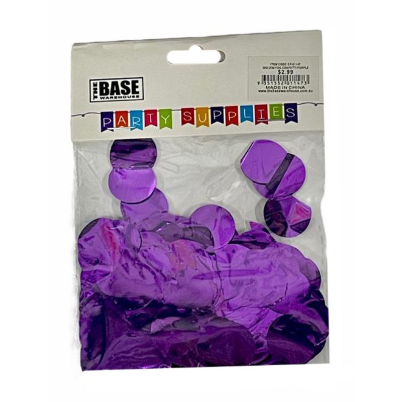 Purple 2cm Foil Confetti - 20g