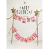 Load image into Gallery viewer, Happy Birthday Banner Cake Topper - 18cm Pole Length - The Base Warehouse
