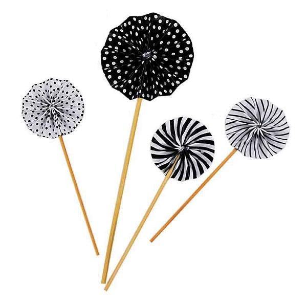 4 Pack Paper Fan Cake Picks - The Base Warehouse