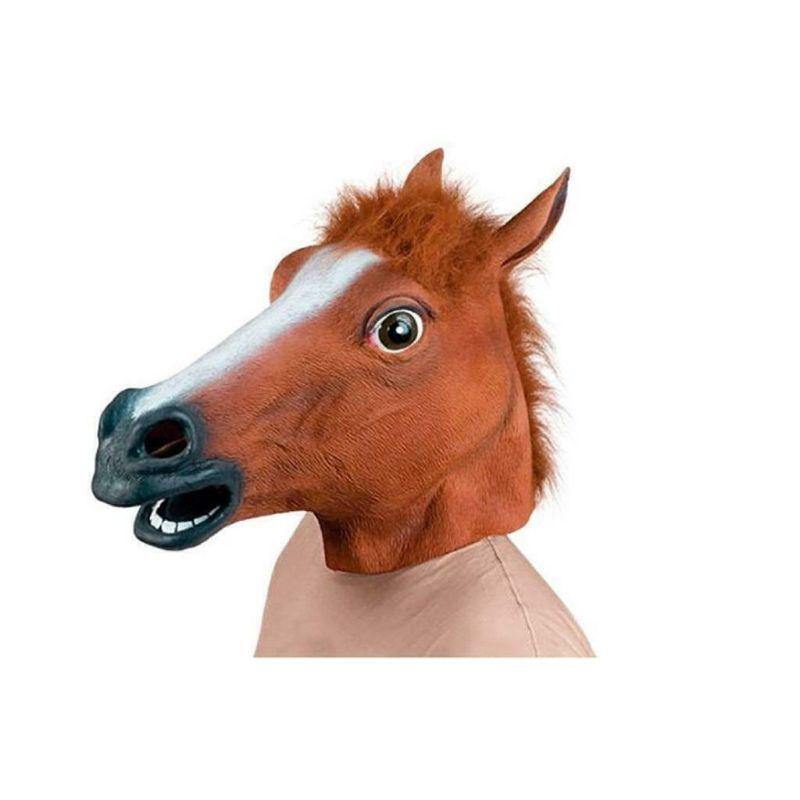 Adults Tan Brown Rubber Horse Mask - The Base Warehouse