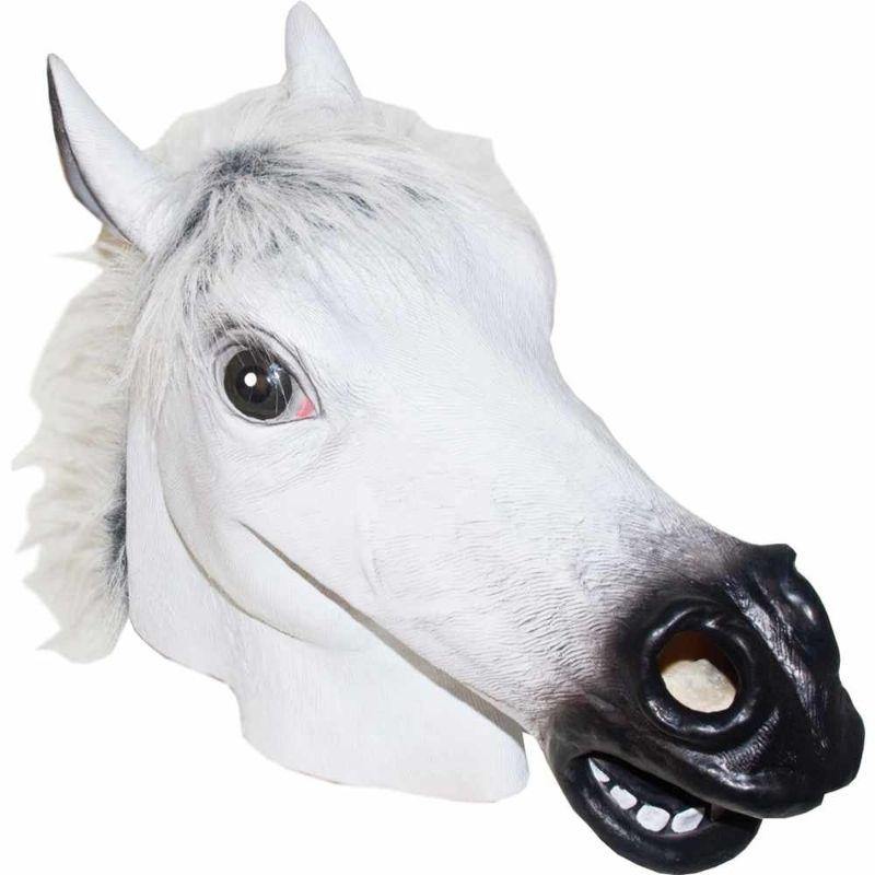 Adults White Rubber Horse Mask - The Base Warehouse