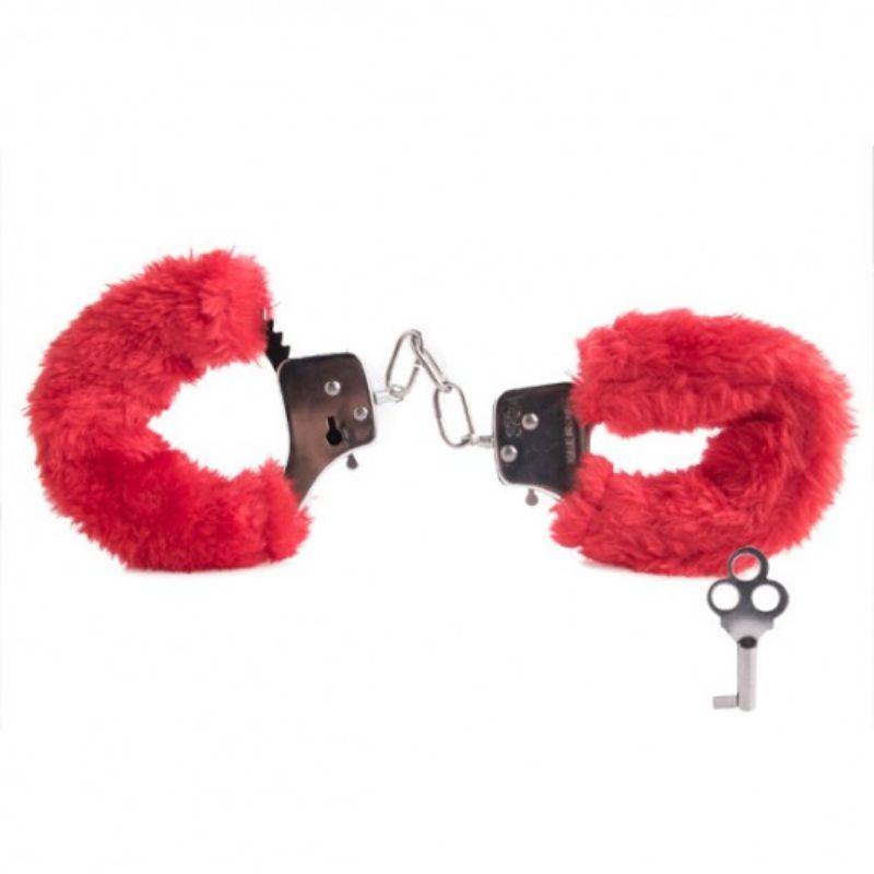 Red Furry Love Cuffs - 16cm x 27cm x 10.5cm - The Base Warehouse