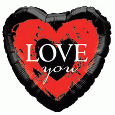 Love You Red & Black Foil Balloon - 22cm - The Base Warehouse
