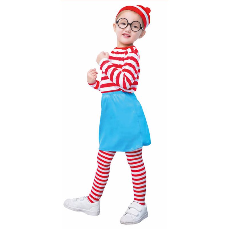 Girls Red & White Stripe Costume Set - Size 4-6 Years