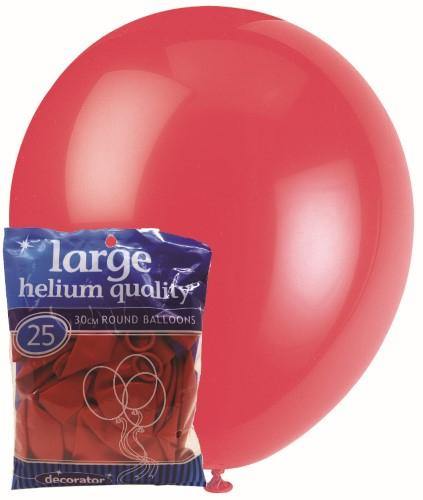 25 Pack Strawberry Red Latex Balloons - 30cm - The Base Warehouse