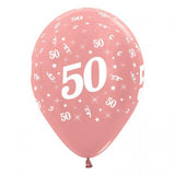 Load image into Gallery viewer, 6 Pack Rose Gold 50th Latex Balloons - The Base Warehouse
