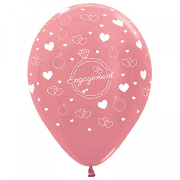 6 Pack Engagement Rose Gold Latex Balloon - 30cm