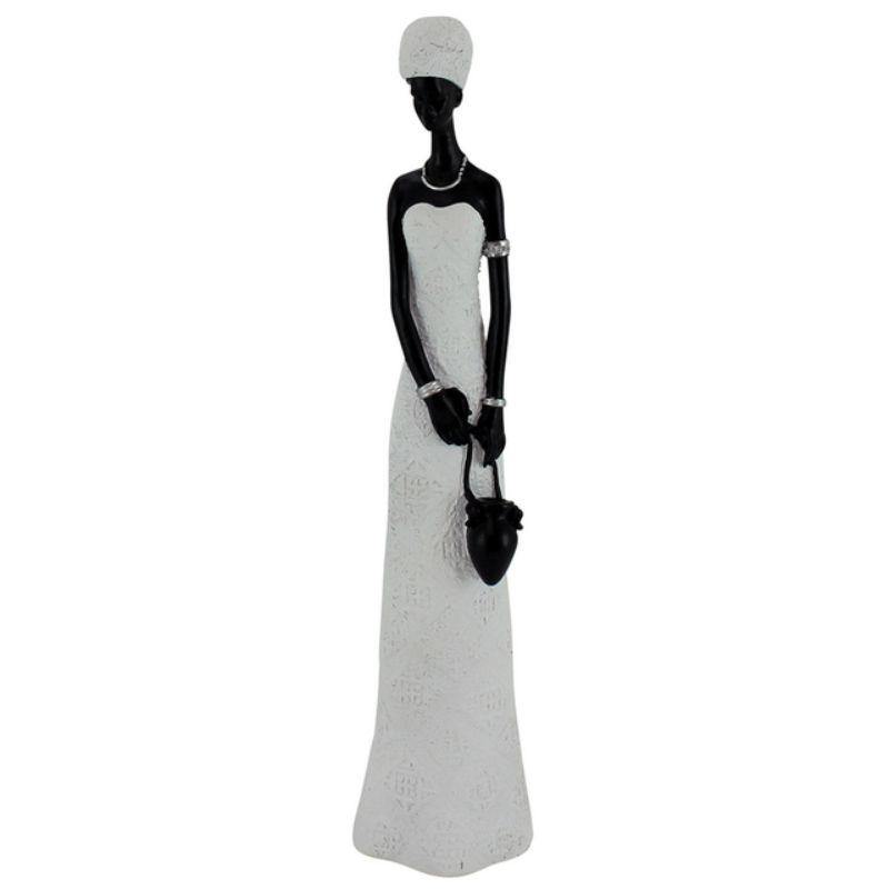 African Lady in White Dress - 33cm - The Base Warehouse