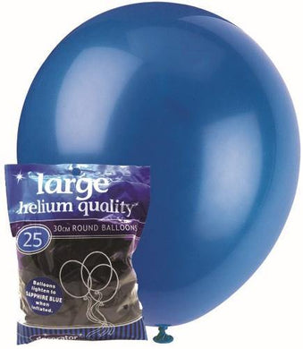 25 Pack Sapphire Blue Latex Balloons - 30cm - The Base Warehouse
