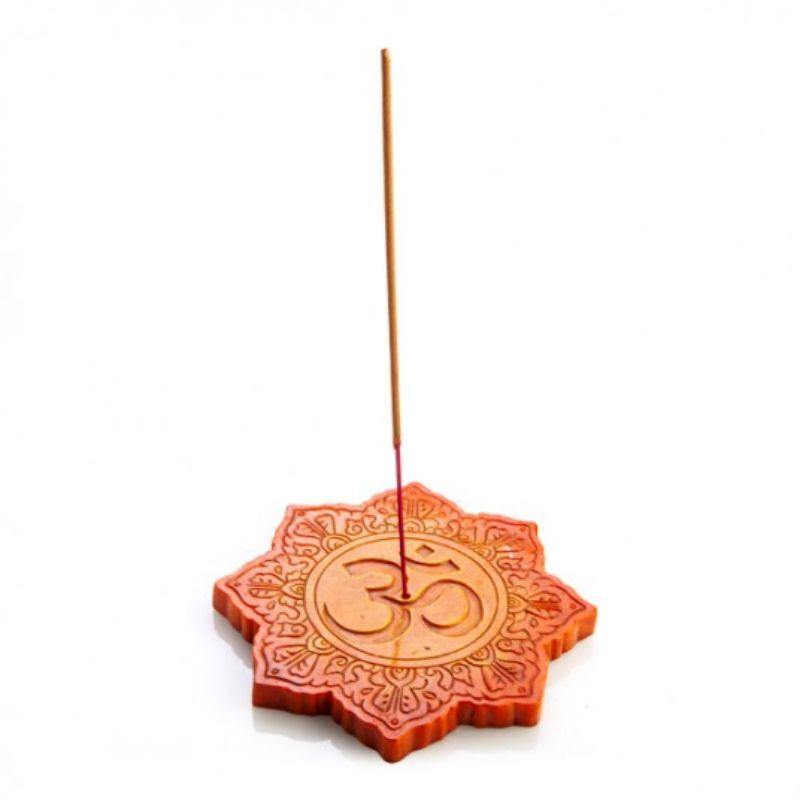 Orange Om Incense Burner - 13cm x 2.5cm x 2cm