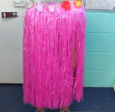 Adults Pink Hawaiian Hula Double Layer Skirt - 80cm - The Base Warehouse