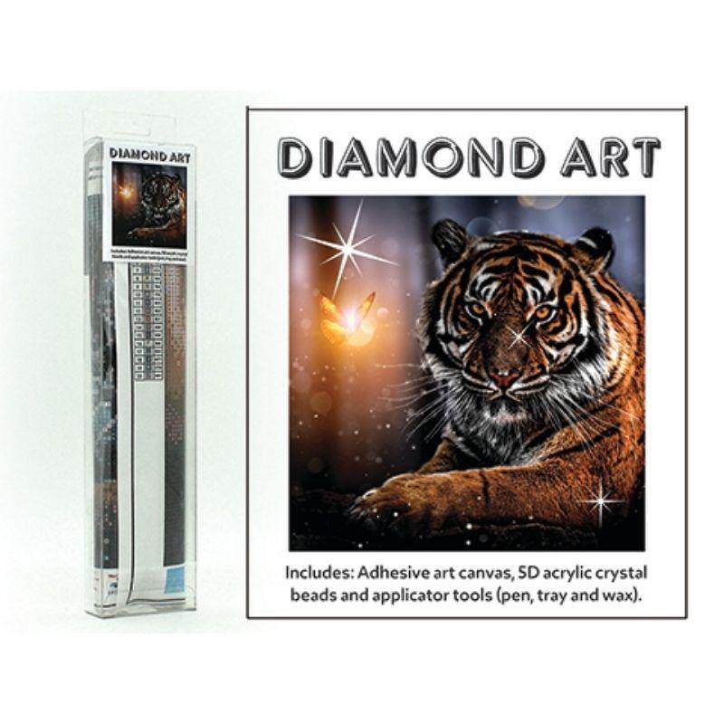 DIAMOND ART KIT 5D (30x30cm) - TIGER W/BUTTERFLY