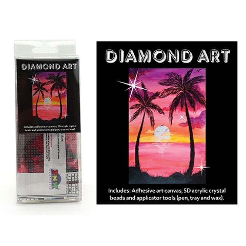 Diamond Art Kit 5D - Palm Tree Sunset - 15cm x 20cm - The Base Warehouse