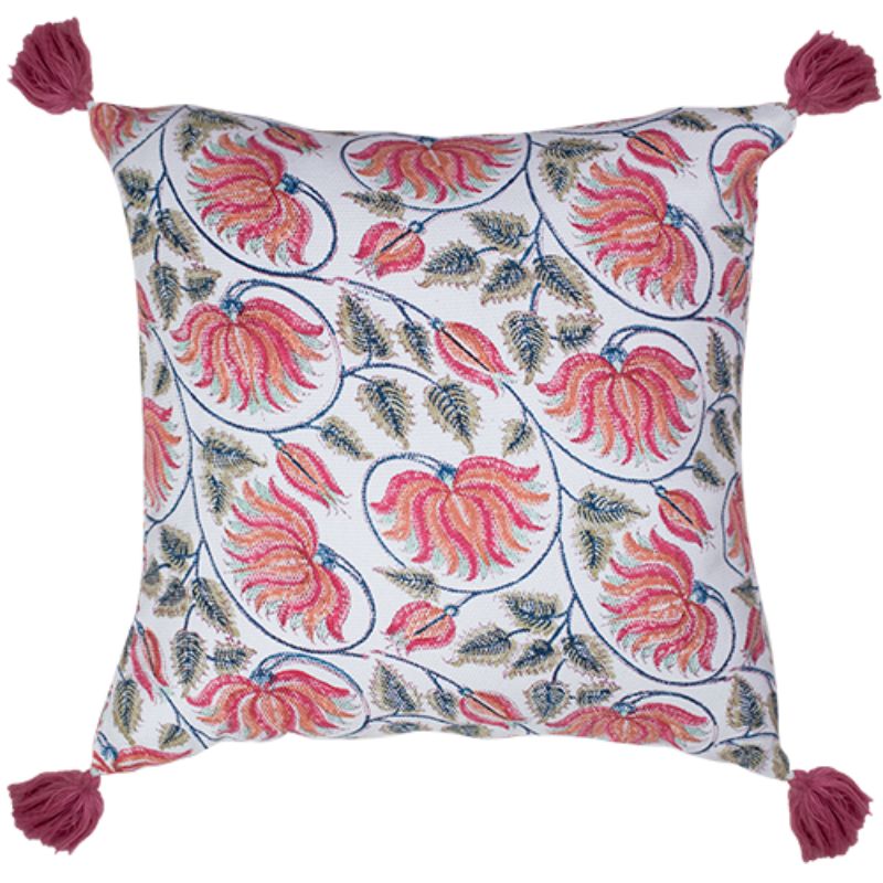 Traditional Hand Processed Block Printed Musk Cushion with Insert - 45cm x 45cm x 10cm