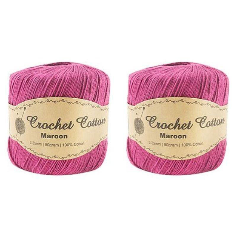 Maroon Crochet Cotton Ball - 50g - The Base Warehouse