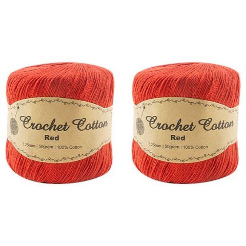 Red Crochet Cotton Ball - 50g - The Base Warehouse
