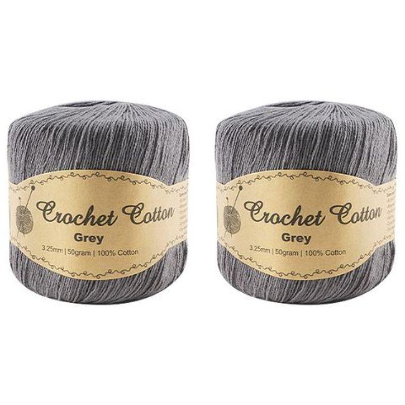 Grey Crochet Cotton Ball - 50g - The Base Warehouse