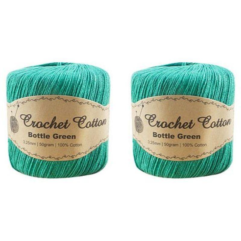 Bottle Green Crochet Cotton Ball - 50g - The Base Warehouse