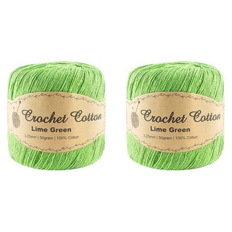 Lime Green Crochet Cotton Ball - 50g - The Base Warehouse