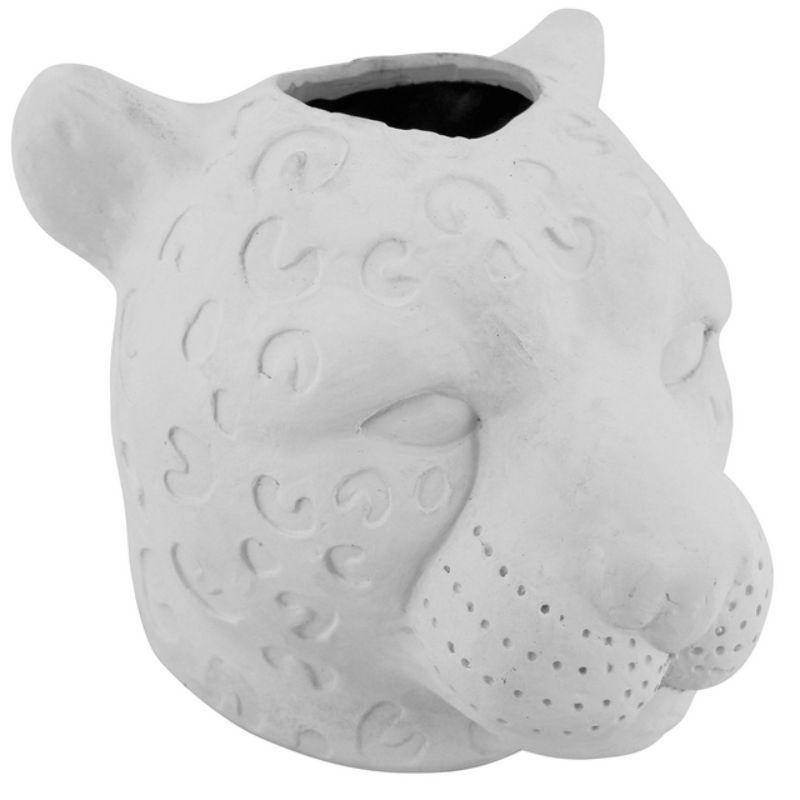 White Leopard Vase - 15.8cm x 19.2cm x 15.8cm - The Base Warehouse