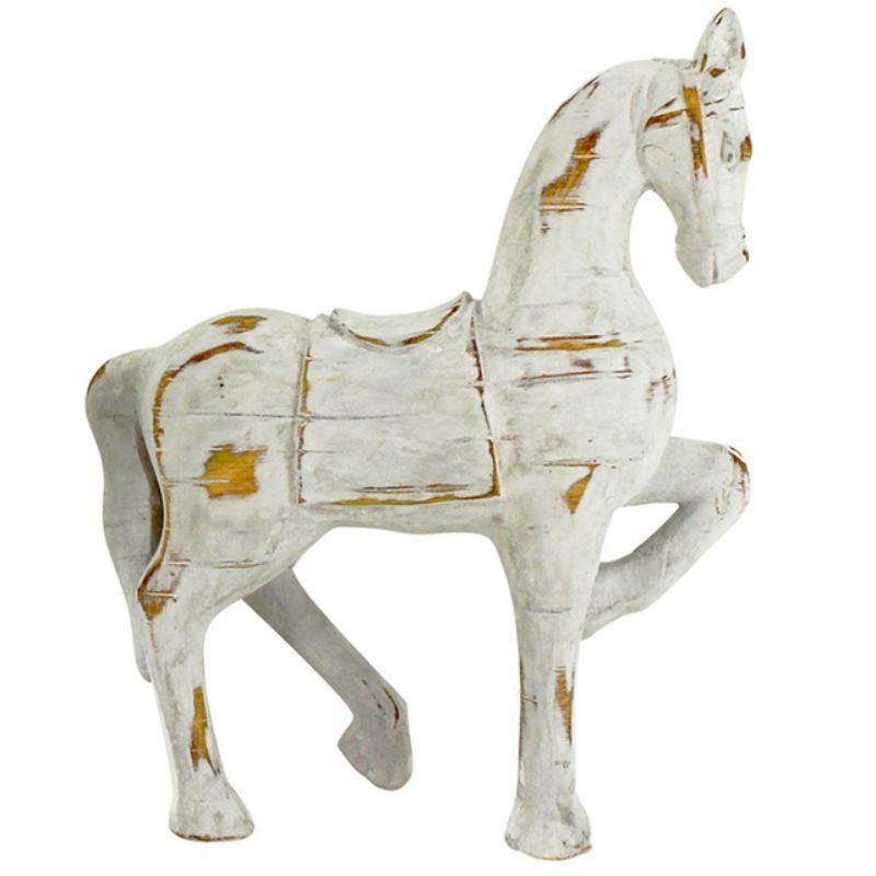 White Distressed Horse - 22cm x 27cm - The Base Warehouse