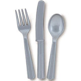 Load image into Gallery viewer, 24 Pack Silver Assorted Cutlery - 8 Knives 8 Forks 8 Spoons - The Base Warehouse
